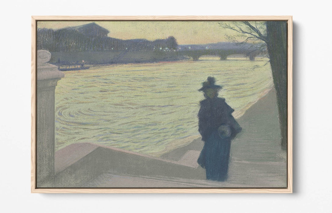 ARMAND POINT, QUAYS OF THE SEINE AT NIGHT -FLOAT EFFECT CANVAS WALL ART PRINT