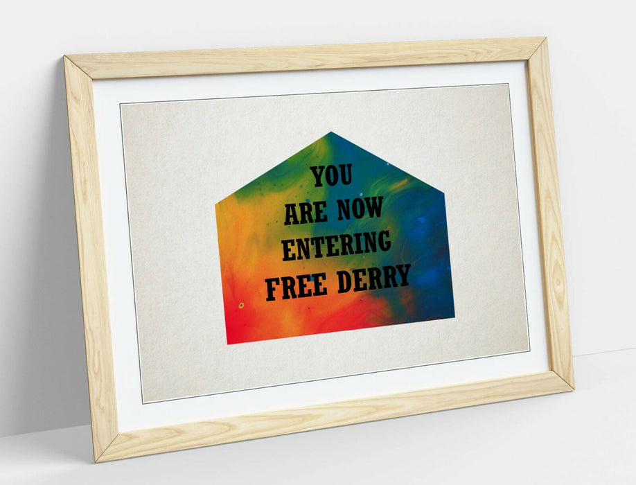 FREE DERRY CORNER IRISH RAINBOW, DERRY GIRLS -FRAMED WALL ART PICTURE PRINT
