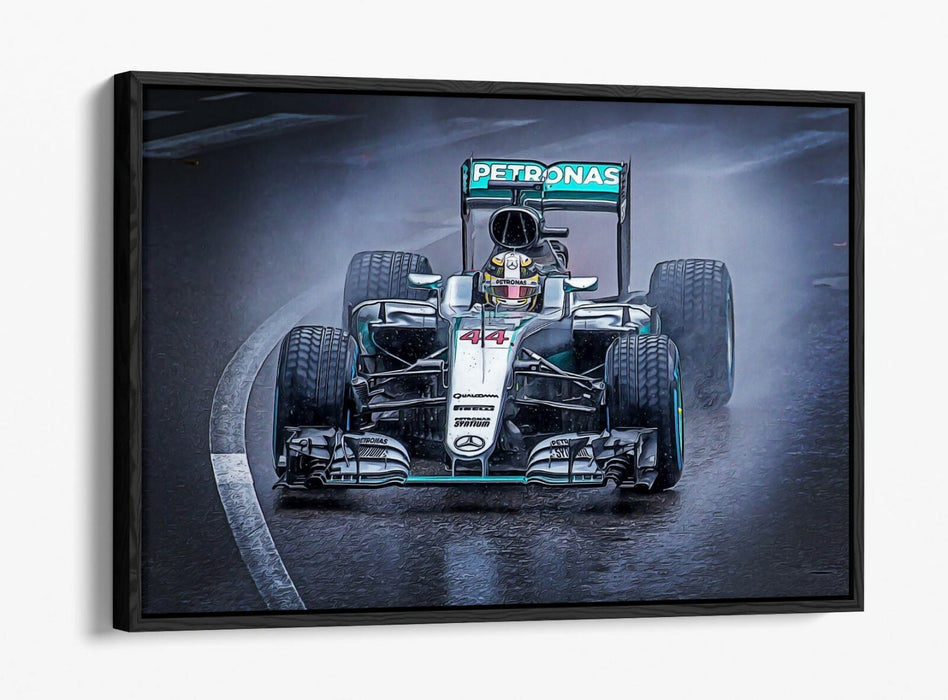 Lewis Hamilton Canvas Art – Mercedes F1 Float Effect Wall Art With Premium Varnish Finish