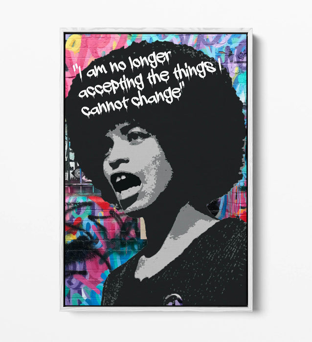 ANGELA DAVIS ACTIVIST GRAFFITI QUOTE -FLOAT EFFECT CANVAS WALL ART PIC PRINT