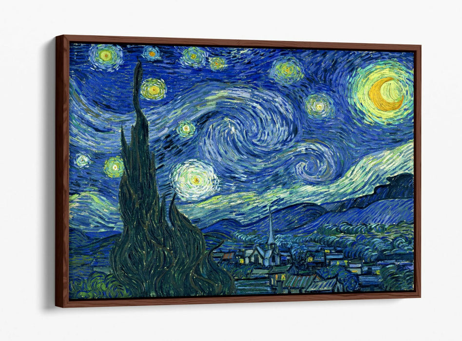 VAN GOGH STARRY NIGHT -FLOAT EFFECT CANVAS WALL ART PIC PRINT- YELLOW