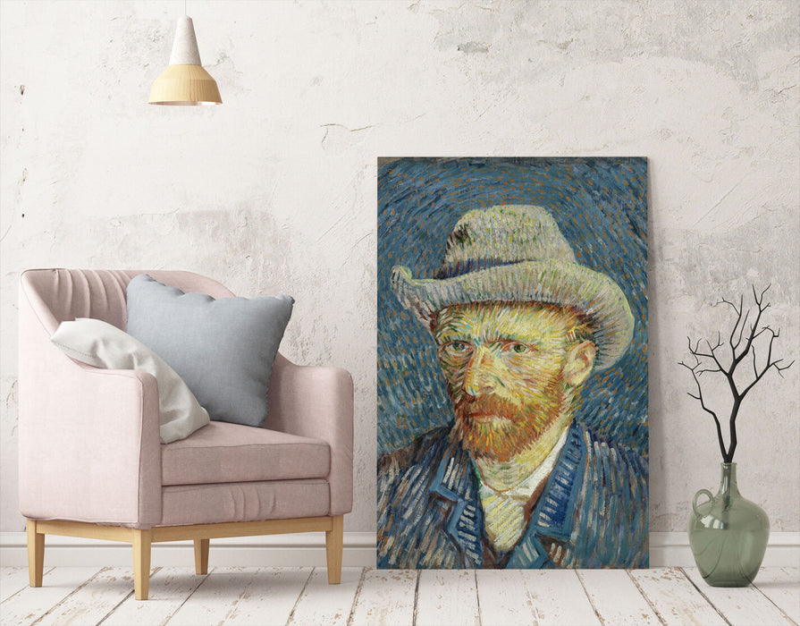 Van Gogh Self Portrait Gray Hat CANVAS WALL ART PAINTING PRINT ARTWORK CLASSIC