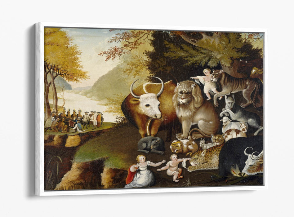 Canvas Wall Art - Edward Hicks Peaceable Kingdom Float Effect Print on MDF Frame