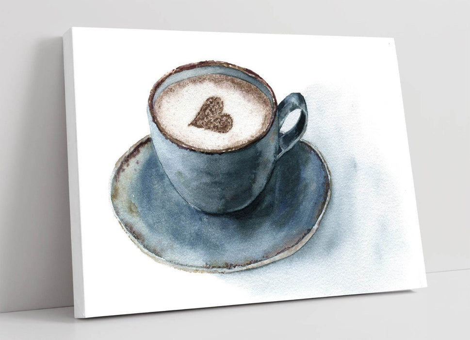 Watercolour Heart Canvas – Coffee Lover Art | Kitchen Wall Decor Print