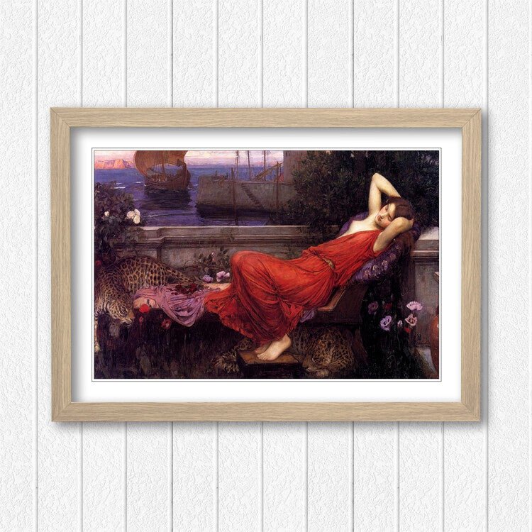 Ariadne Framed Art Print – Classic Waterhouse Poster With Handmade Woodgrain Frame