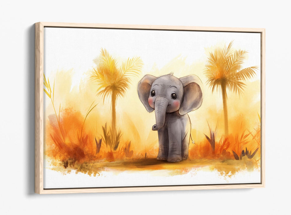Cartoon Elephant Canvas - Safari Wall Art | Handmade Float Effect Print