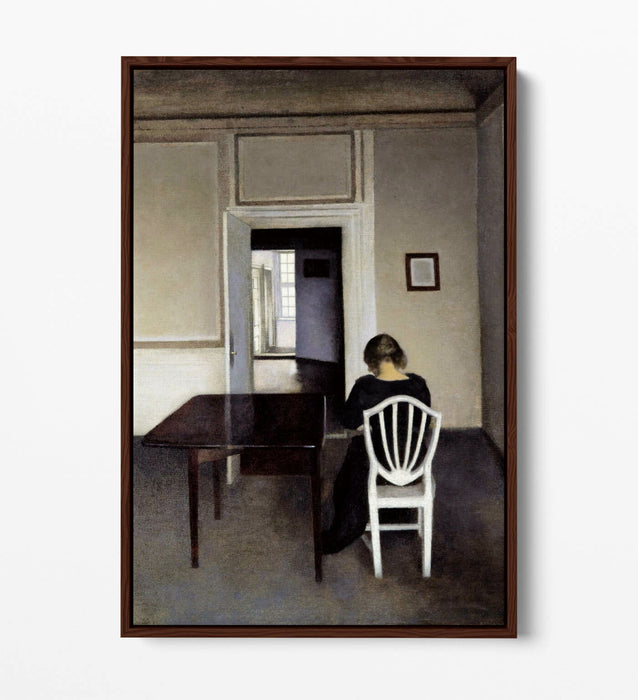 VILHELM HAMMERSHOI INTERIOR WITH IDA -FLOAT EFFECT CANVAS WALL ART PICTURE PRINT