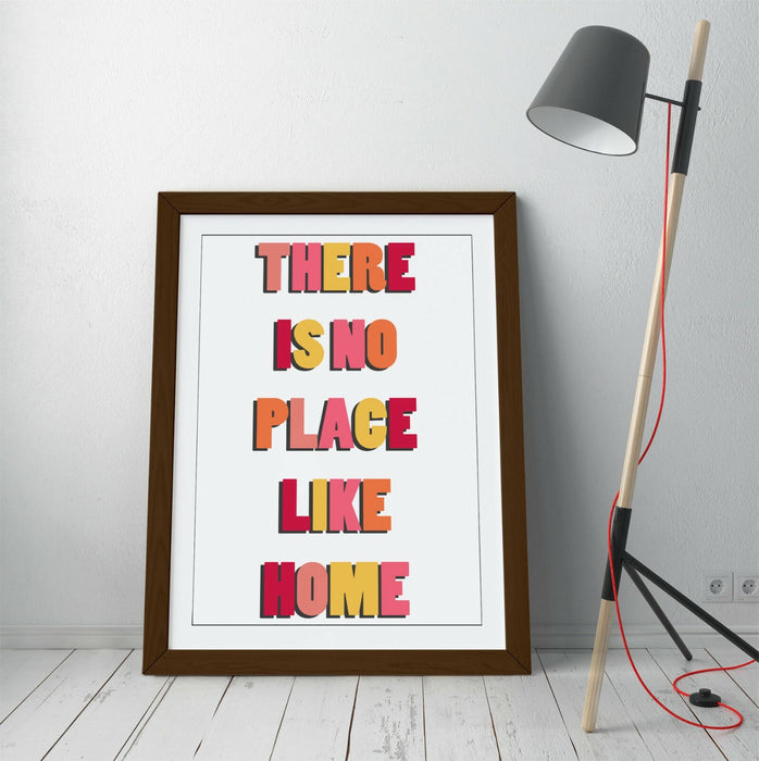 "THERE IS NO PLACE LIKE HOME" COSY QUOTE SLOGAN -FRAMED WALL ART PICTURE PRINT