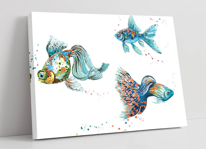 Watercolour Fish Canvas - Handmade Canvas Wall Art With Vibrant Fish Painting