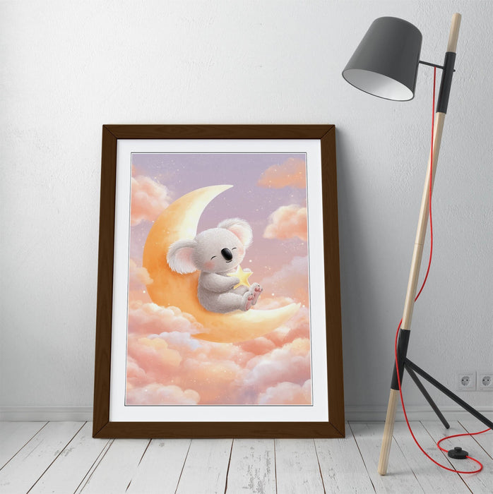 Baby Koala Wall Art – Framed Kids Bedroom Poster | Nursery Room Decor Print