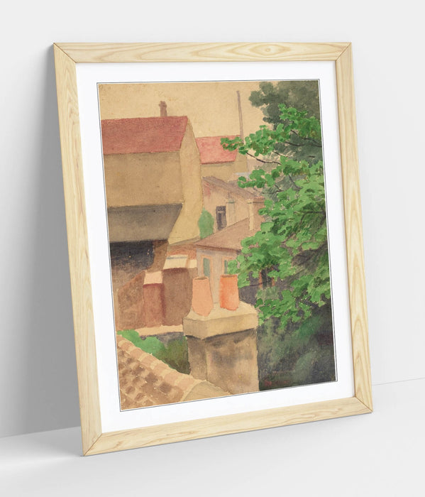 Framed Wall Art - Thomas Anshutz Rooftops Painting Print | Handmade UK Woodgrain Frame