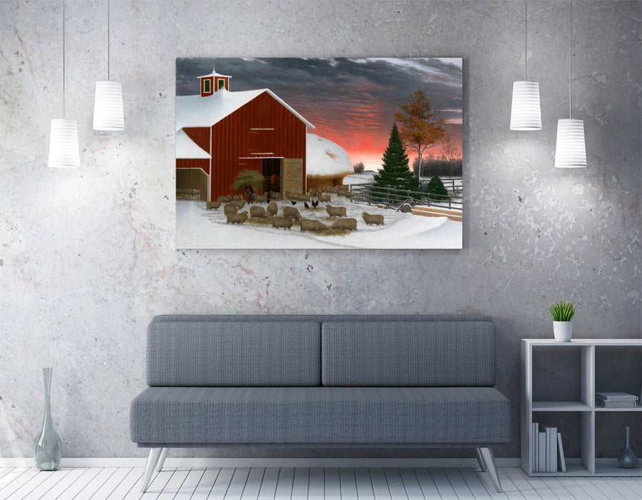 Canvas Wall Art - Horatio Shaw Barnyard Winter Print | Handmade Ready To Hang
