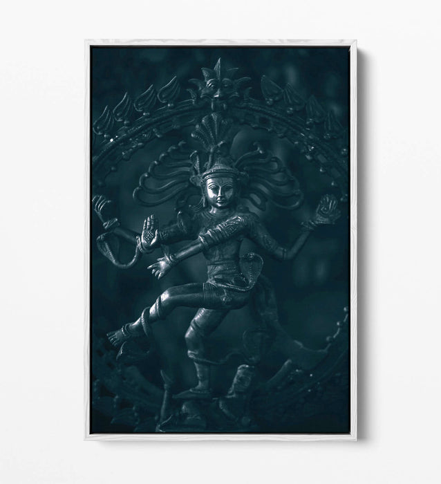 Canvas Wall Art – Dancing Shiva Hinduism Float Effect Print on Grey Canvas
