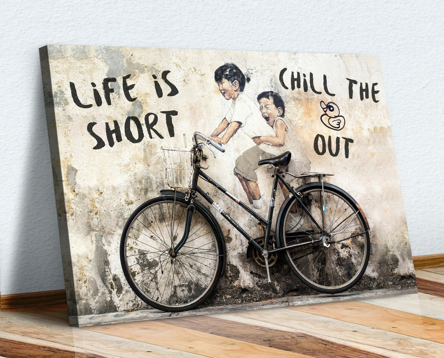 LIFE IS SHORT CANVAS WALL GRAFFITI ART PRINT ARTWORK FRAMED POSTER NOT BANKSY