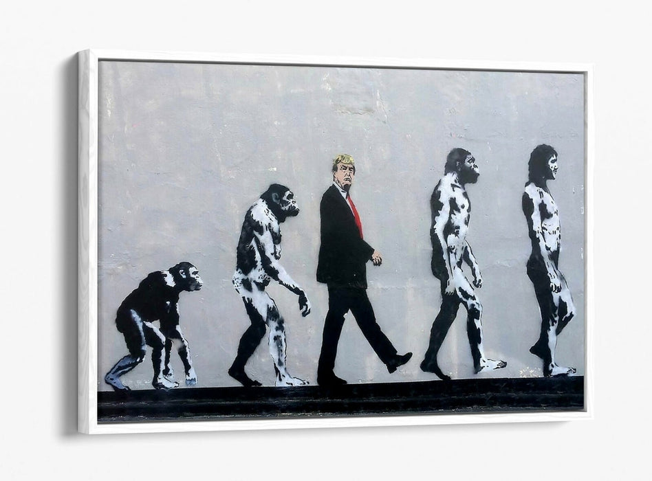 BANKSY DONALD TRUMP EVOLUTION FLOAT EFFECT CANVAS WALL ART PIC PRINT GRAFFITI