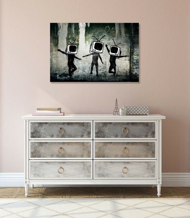 BANKSY - TV HEADS CANVAS STREET ART PRINT ARTWORK