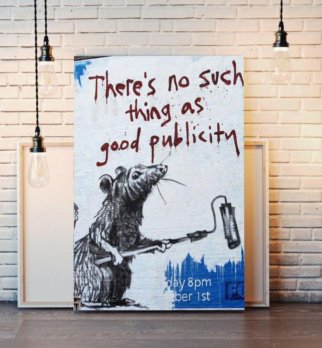 BANKSY CANVAS STREET WALL ART PRINT ARTWORK RATS - NO SUCH THING GOOD PUBLICITY