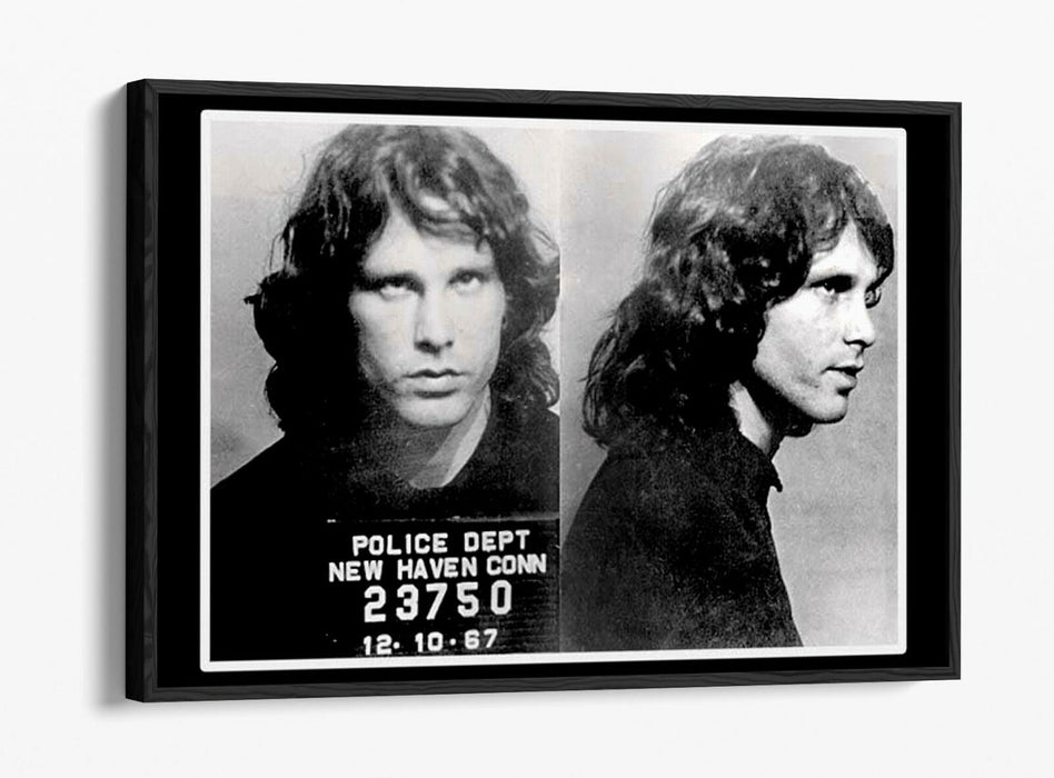 JIM MORRISON MUGSHOT 1 -FLOAT EFFECT CANVAS WALL ART PIC PRINT- BLACK & WHITE
