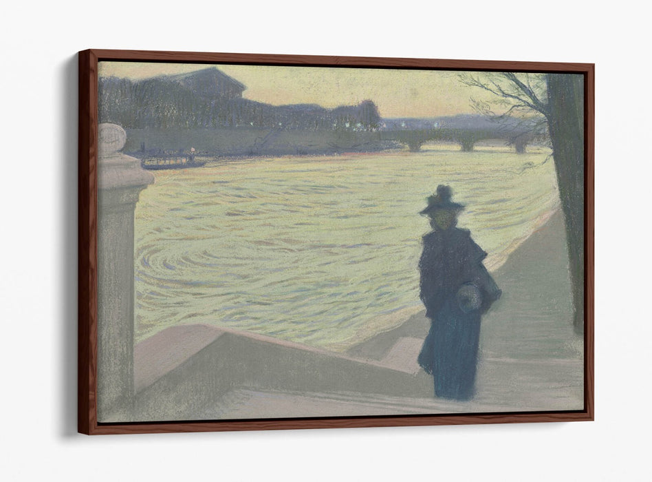 ARMAND POINT, QUAYS OF THE SEINE AT NIGHT -FLOAT EFFECT CANVAS WALL ART PRINT