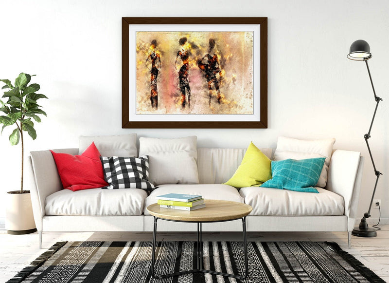 African Tribe Art - Framed Abstract Wall Decor With Tribal Silhouette Poster