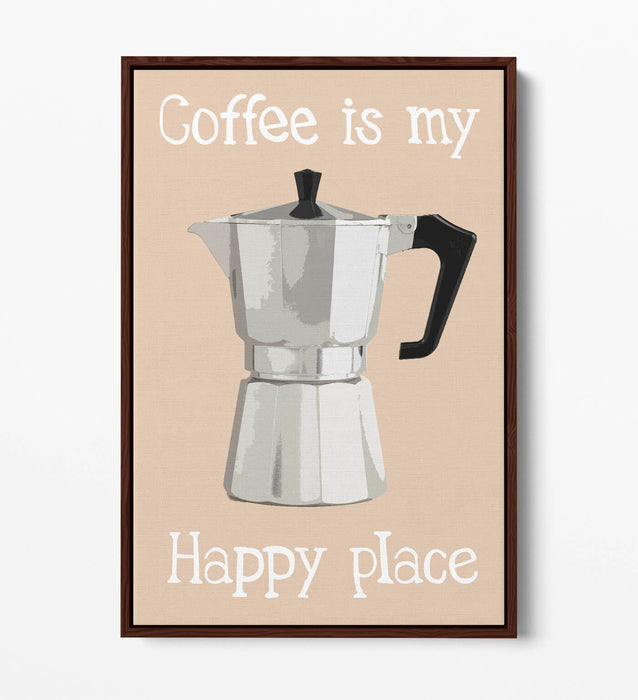 Moka Pot Coffee Poster – Handmade Kitchen Decor Print | Float Effect Canvas Wall Art