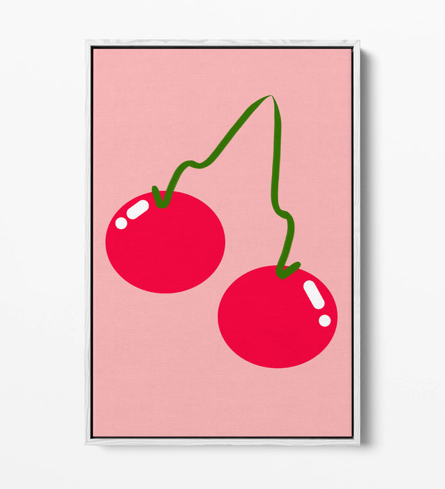 CHERRIES TRENDY MINIMALIST KITCHEN CHERRY -FLOAT EFFECT CANVAS WALL ART PRINT