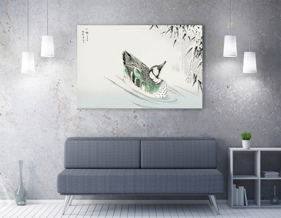 Canvas Wall Art Premium Varnish Finish - Numata Kashu Bird & Bamboo Print