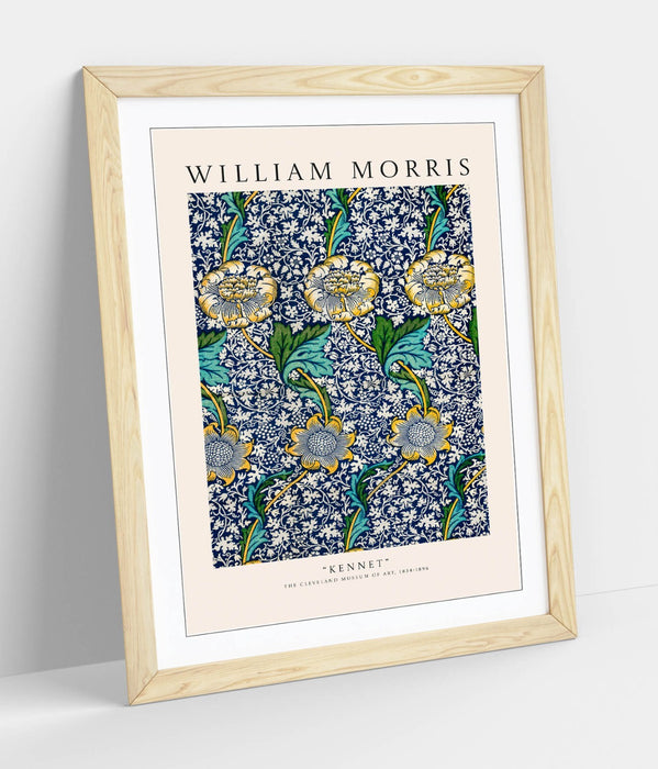 Framed Wall Art - William Morris 'Kennet' Plant Decor Poster Print With Wood Grain Frame