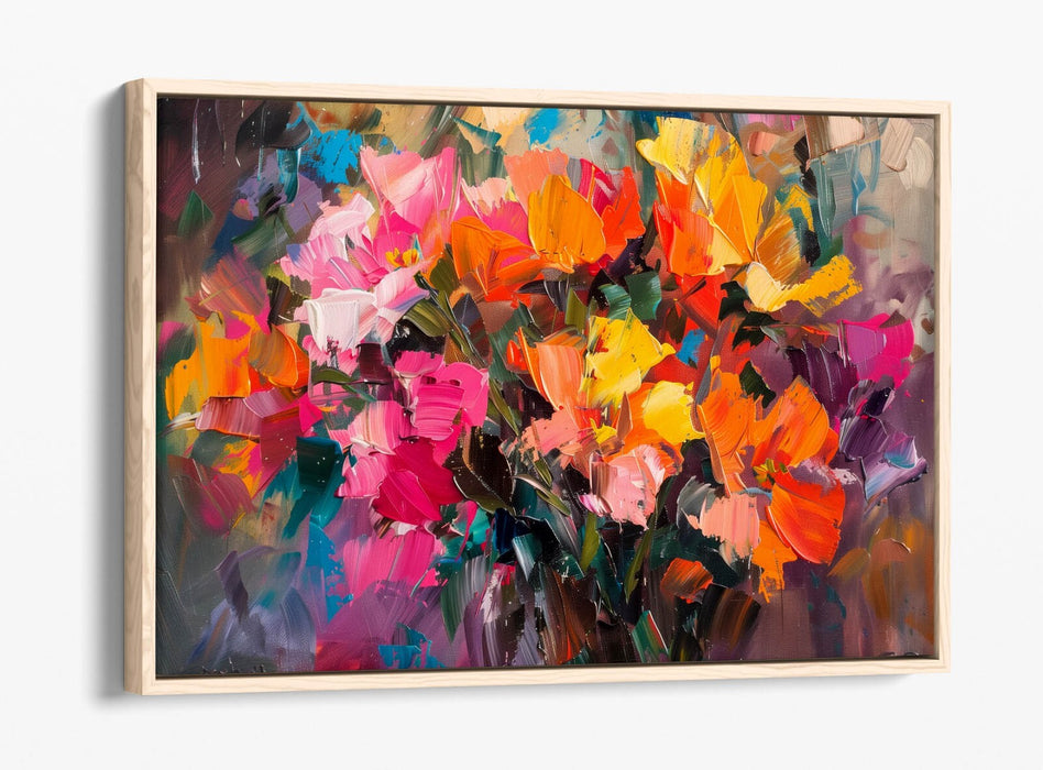Post Impressionism Canvas - Multi Colour Still Life Flowers Float Effect Art Print