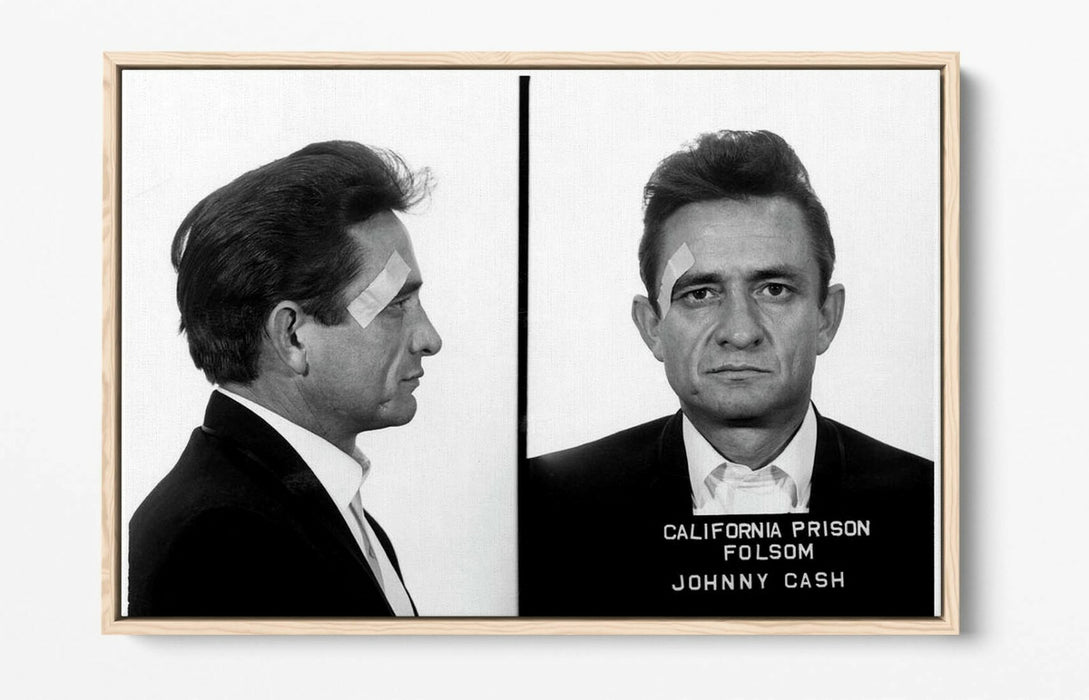 JOHNNY CASH MUGSHOT 2 -FLOAT EFFECT CANVAS WALL ART PIC PRINT- BLACK & WHITE