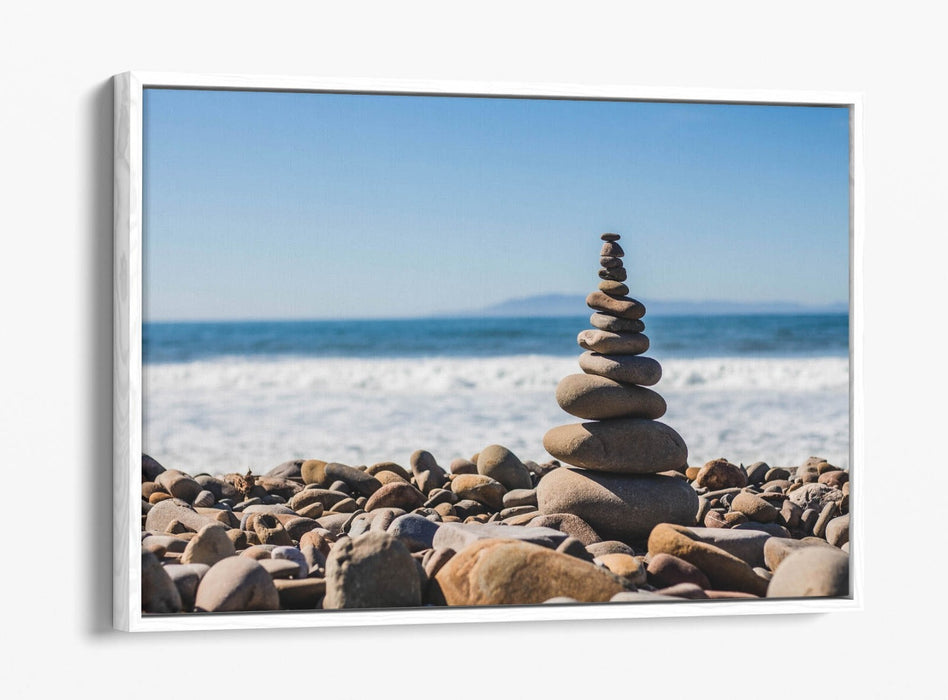Canvas Wall Art – Stacked Zen Stones Float Effect Canvas Print | Beach Home Decor