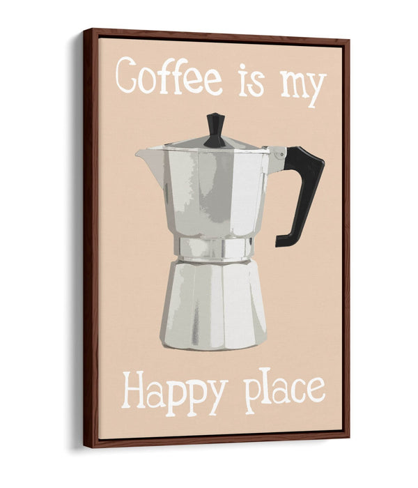Moka Pot Coffee Poster – Handmade Kitchen Decor Print | Float Effect Canvas Wall Art