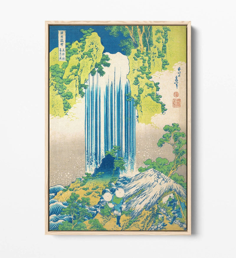 Canvas Wall Art – Hokusai Waterfall Print | Premium Float Effect, Vibrant Colours