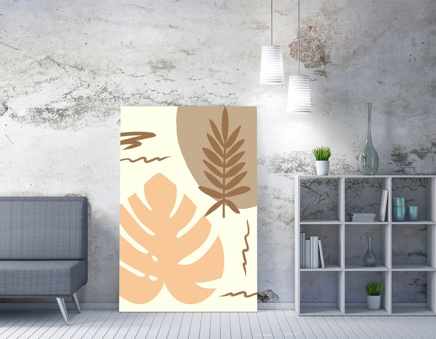 BOTANICAL LEAF BAUHAUS TRENDY MINIMALIST BATHROOM -CANVAS WALL ART PICTURE PRINT