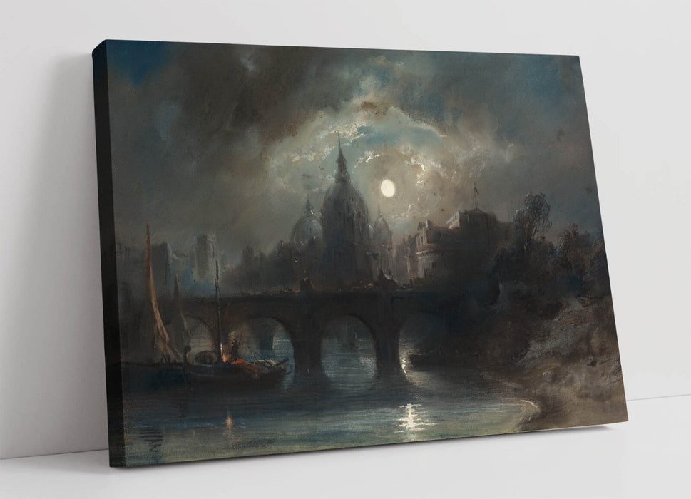 Canvas Wall Art – Handmade City Night Painting on Premium Archival Grade Canvas