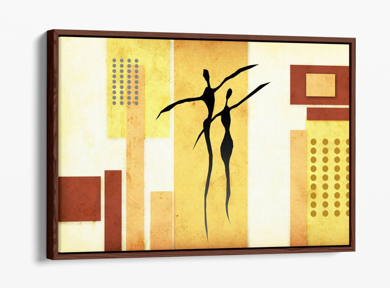 Float Effect Canvas Art - Beige Abstract Shapes Bedroom Wall Decor | Premium Varnish Finish