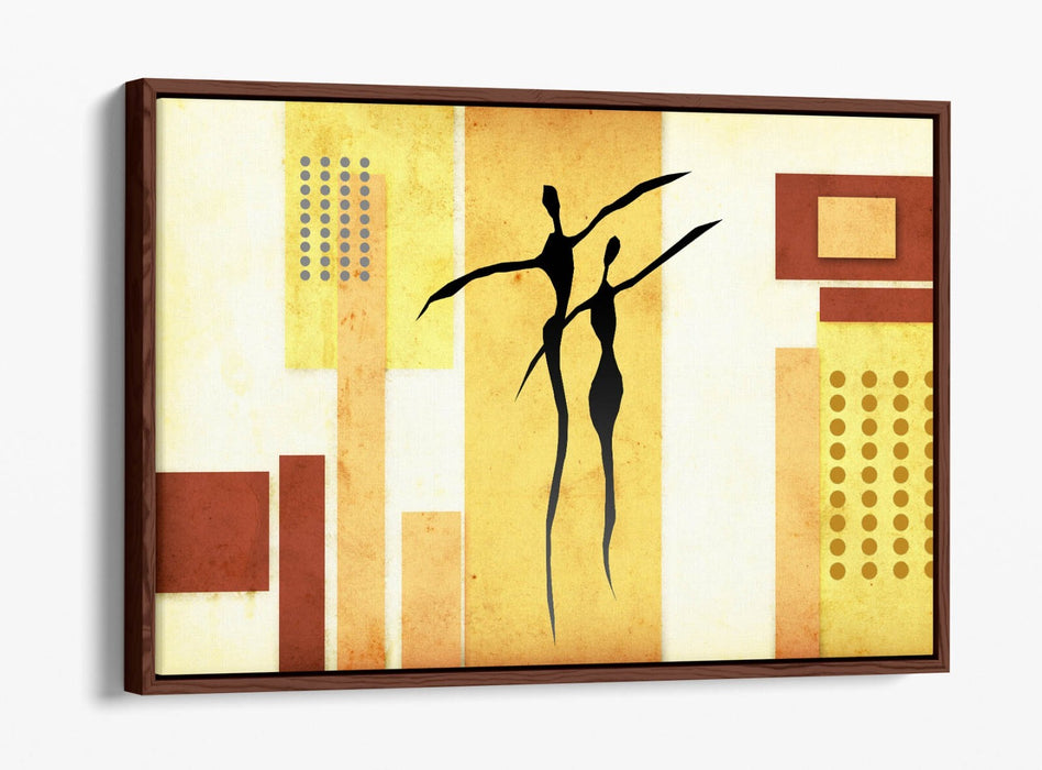 Float Effect Canvas Art - Beige Abstract Shapes Bedroom Wall Decor | Premium Varnish Finish