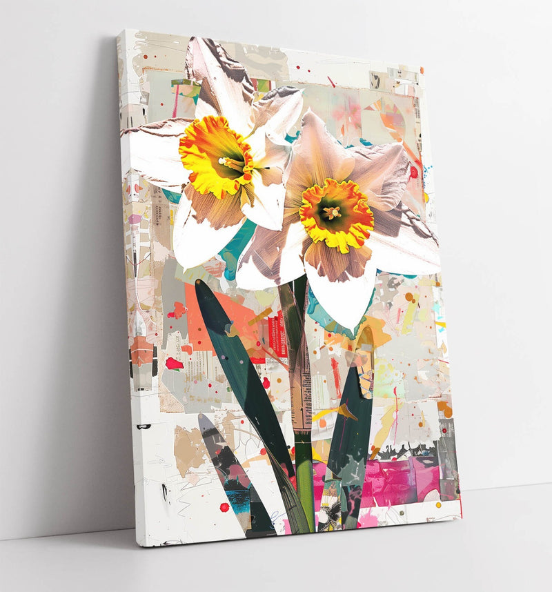 Daffodil Canvas Art - Abstract Flower Print On Archival Grade Canvas Wall Decor