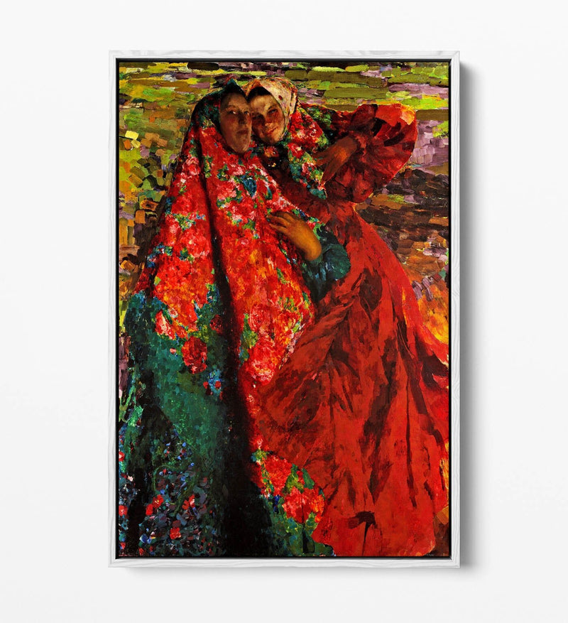 Float Effect Canvas Art – Peasant Women Painting on Custom MDF Frame, Handmade UK Canvas