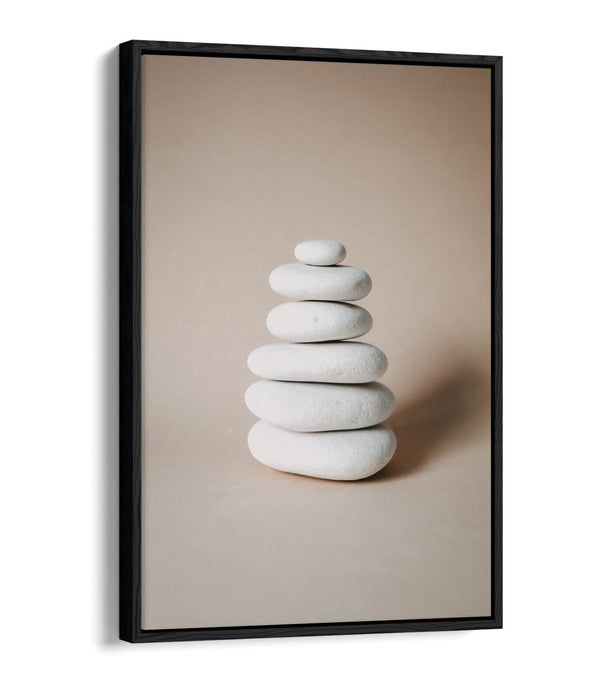 Zen Stones Wall Art – Stacked Stone Artwork Canvas With Float Effect Frame