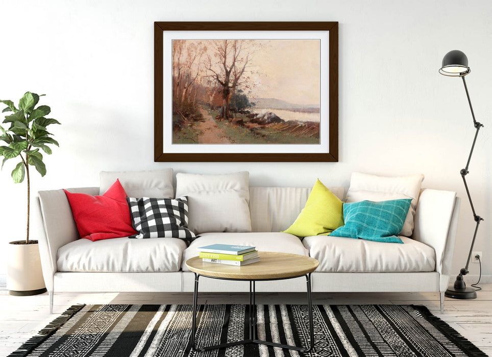 Framed Wall Art Poster - Eugene Galien-Laloue River Landscape Print | Handmade UK Wood Grain Frame