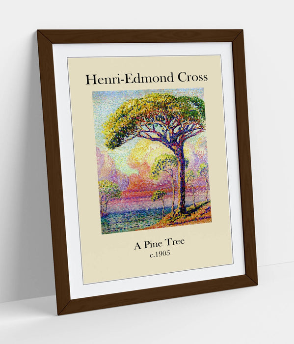 Framed Wall Art – Pine Tree Poster Print | Handmade Wall Decor with Faux Wood Frame