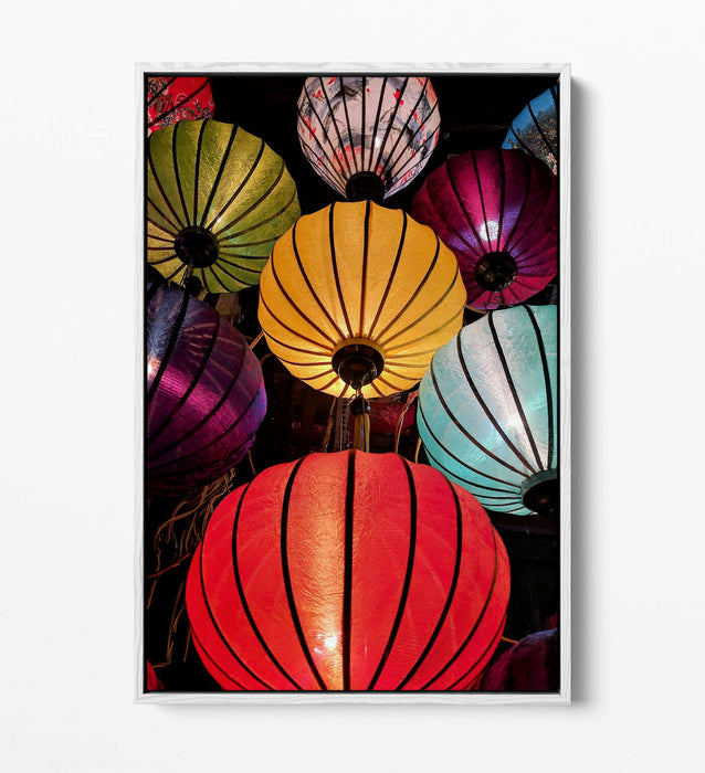 CHINESE LANTERNS FLOAT EFFECT CANVAS WALL ART PIC PRINT GRAFFITI- RED