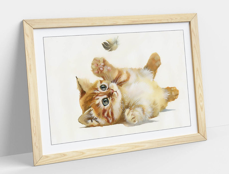 Kitten Wall Art – Cute Kitten Decor Watercolor Poster | Framed Art Print UK Made