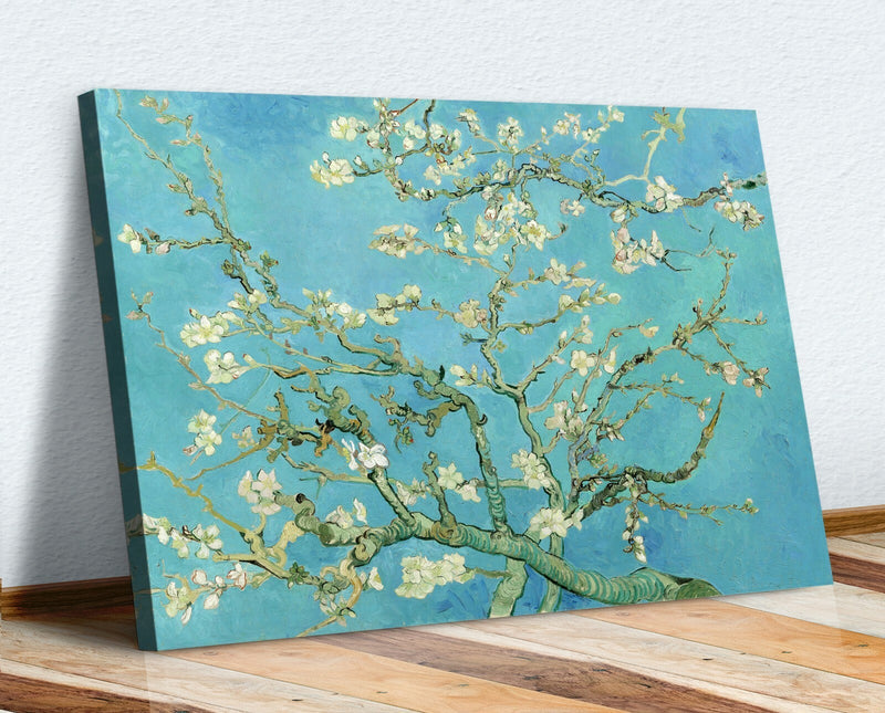 Canvas Wall Art – Vincent Van Gogh Almond Blossom Teal Framed Print 30mm Deep Frame