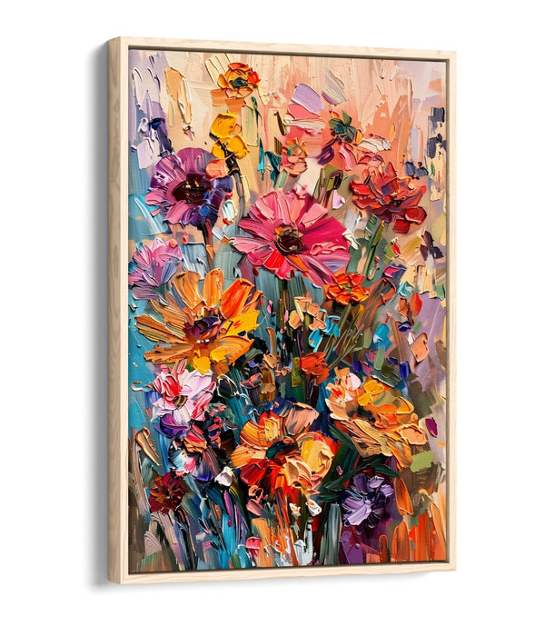BOUQUET OF FLOWERS IMPRESSIONIST STYLE DECOR FLOAT EFFECT CANVAS ART PRINT