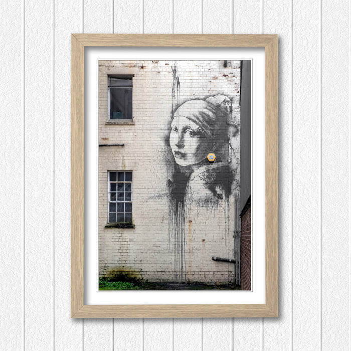 Banksy Framed Poster – Girl With Pearl Earring Wall Art Print, Matte Paper