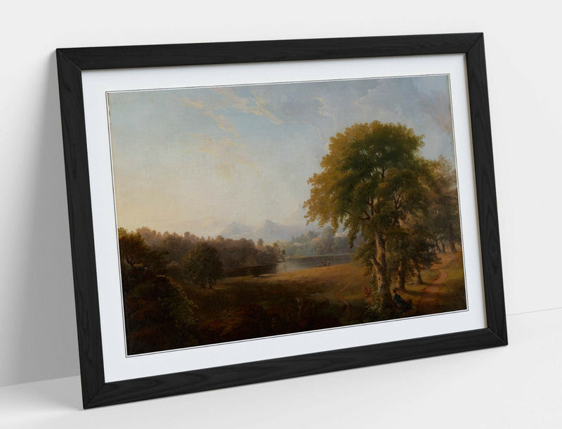 Framed Wall Art - Robert S Duncanson Landscape Picture Print With Woodgrain Frame