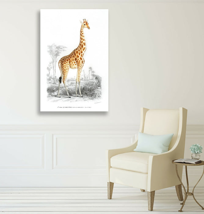 Vintage Giraffe Wall Art – Handmade Canvas Print With Premium Varnish Finish