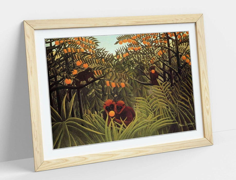 Framed Art Poster – Apes In Orange Grove Print | Handmade Wall Art Print